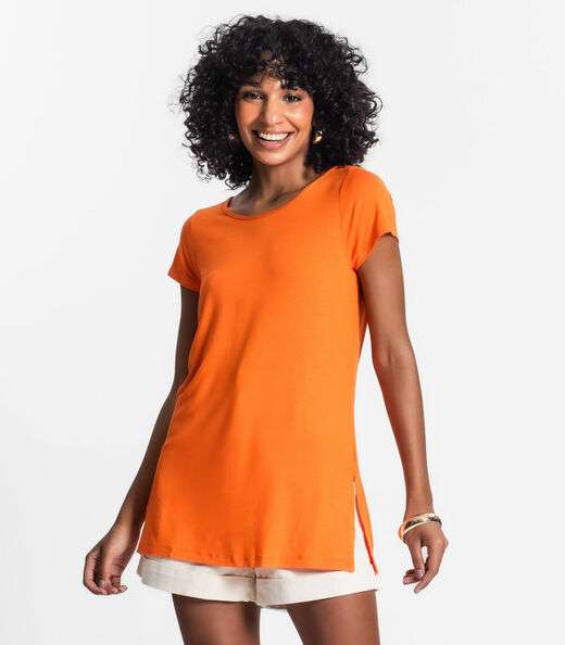 Image_Blusa Básica Alongada Feminina Rovitex Laranja