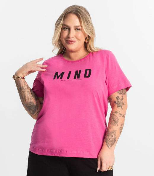 T- Shirt Feminina Plus Size Secret Glam Rosa