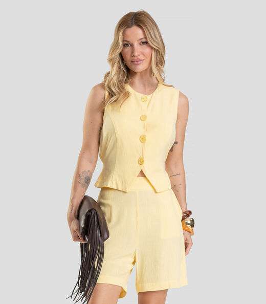 Image_Shorts Feminino em Linho Dianna Amarelo