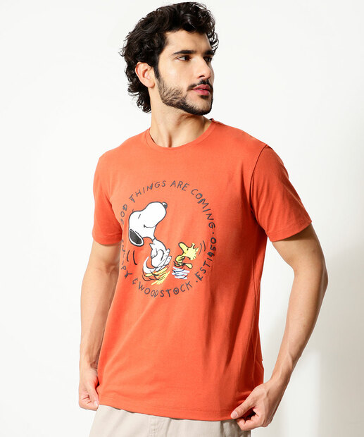 Camiseta Masculina Estampada Manga Curta Snoopy
