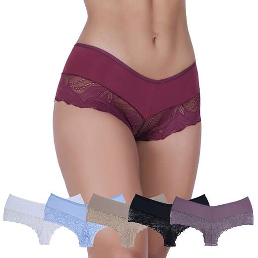 Image_Kit 5 Calcinhas Romance Microfibra Concept Lingerie Multicolorido