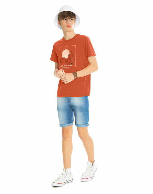 Camiseta Masculina Juvenil Sunset Rovitex Teen Laranja