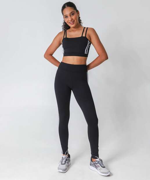 Top Fitness Alças Duplas Listras Marisa Preto
