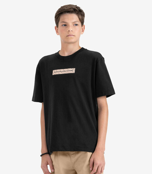 Camiseta Juvenil Masculina em Meia Malha Minty Preto