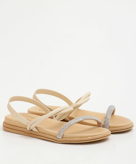 Sandália Feminina Rasteira Strass Beira Rio 