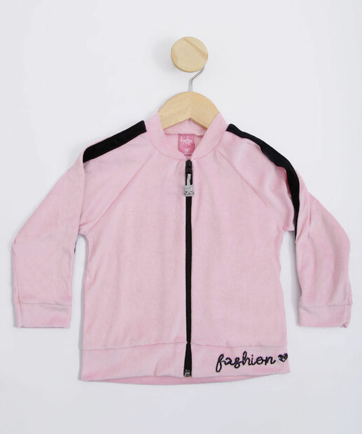 Casaco Infantil Plush Estampa Frase Tam 1 a 3