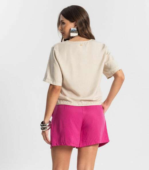 Blusa Feminina Manga Curta Endless Bege