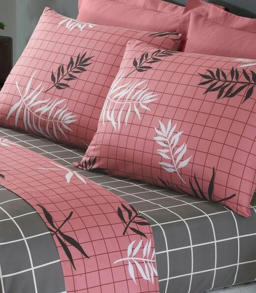 Jogo De Cama 200 Fios Queen 4 Peças Lar E Lazer Rosa
