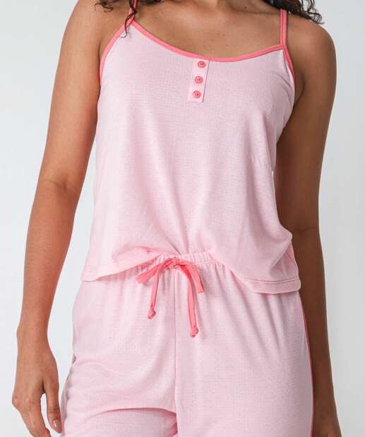 Pijama Feminino Alças Finas Marisa Rosa