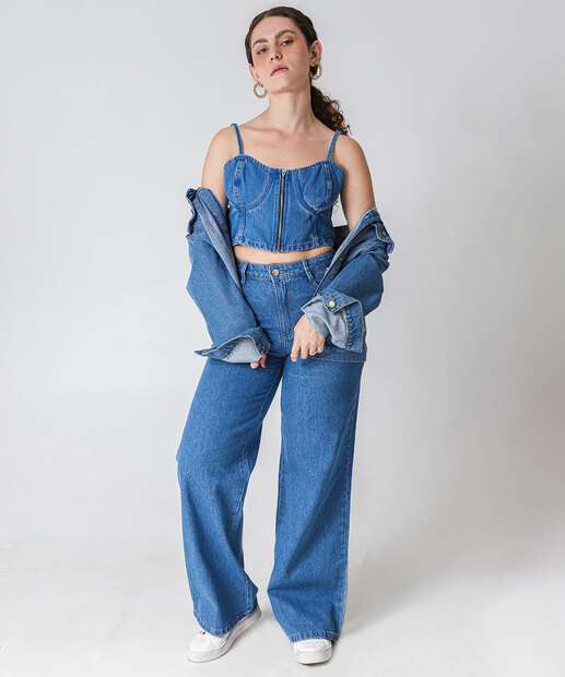 Image_Calça Jeans Wide Leg Bolsos Feminina Marisa