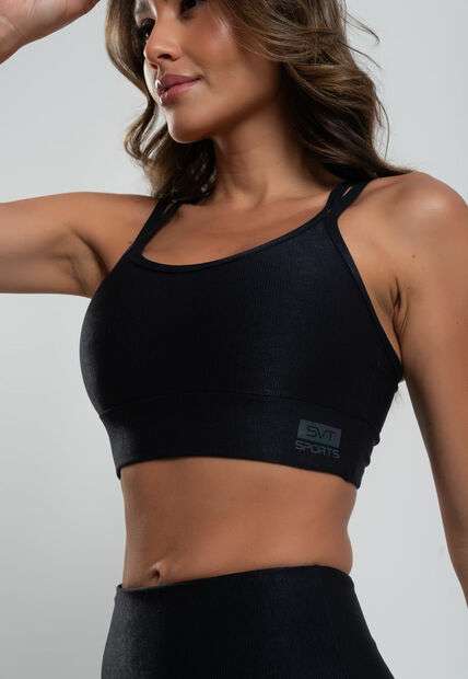 Image_Top Suplex Canelado Brilho Decote e Tiras Preto Salvatore Fashion