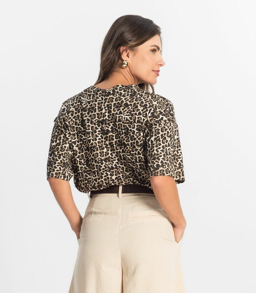 Blusa Feminina Manga Curta Select Bege