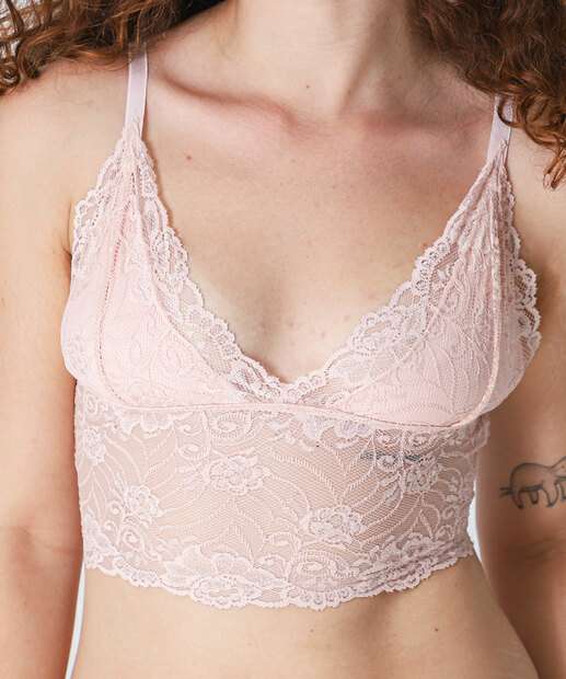 Sutiã Bra Top De Renda Sem Bojo Rosa