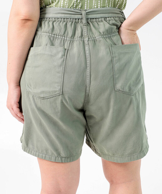 Bermuda Plus Size Feminina Sarja Cinto Verde