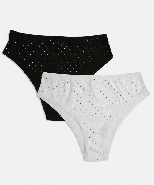 Kit 2 Calcinhas Plus Size Feminina Biquíni Poá Marisa