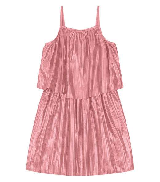 Vestido Infantil Com Babado Plissado Trick Nick Rosa