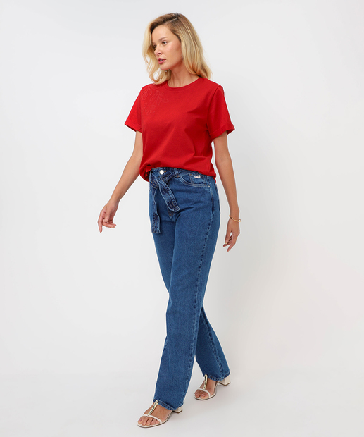 Image_Calça Jeans Reta Feminina Amarração Marisa Azul