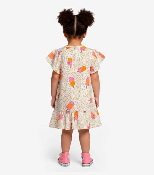Vestido Infantil Com Manga Godê Select Laranja