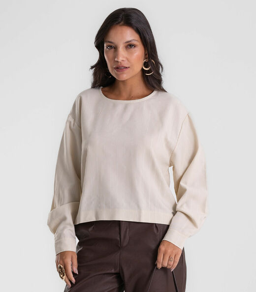 Image_Blusa Feminina Manga Longa Listrada Endless Bege