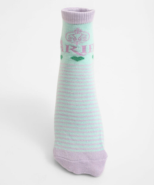 Kit 2 Meias Infantil Soquete Estampa Ariel Disney Azul