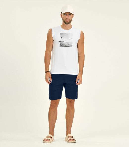 Regata Masculina Meia Malha Diametro Branco