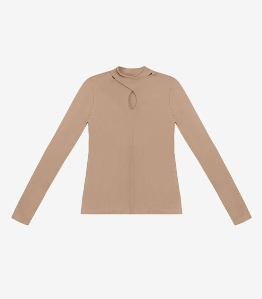 Blusa Feminina Manga Longa Em Ribana Rovitex Marrom