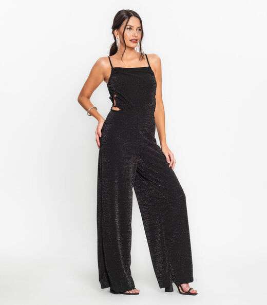 Macacão Feminino Em Lurex Endless Preto