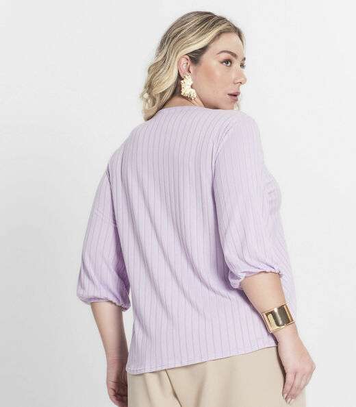 Blusa Canelada Plus Infinita Cor Roxo
