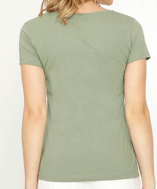 Blusa Feminina Básica Decote V Manga Curta Marisa