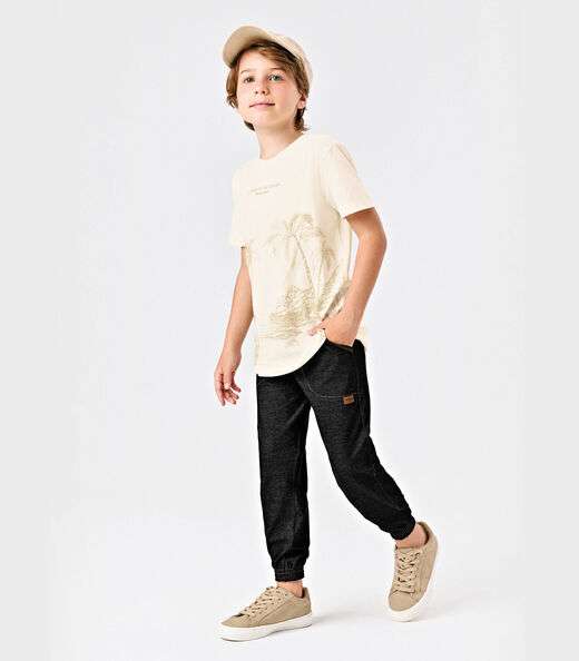 Camiseta Infantil Meia Malha Trick Nick Bege