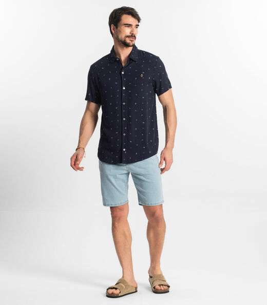 Camisa Masculina Viscose Diamentro Azul