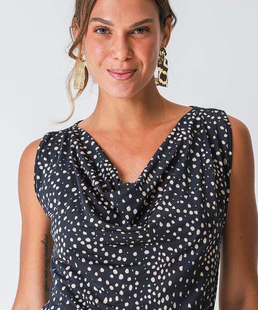 Blusa Feminina Degagê Estampa Poá Marisa Preto