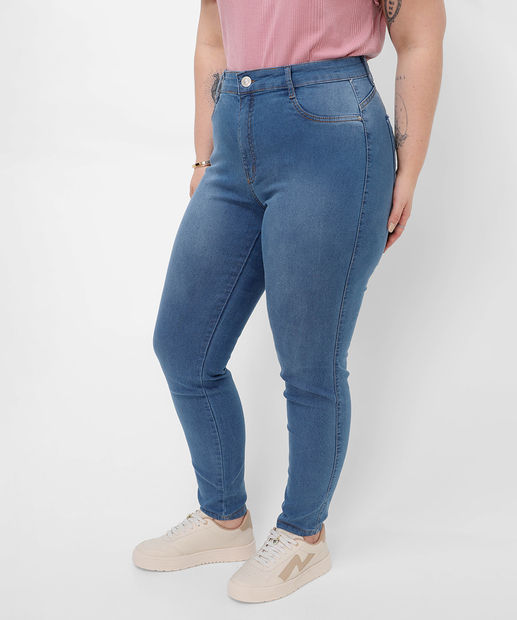 Calça Plus Size Feminina Jeans Skinny Azul