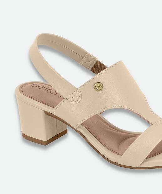 Sandália Feminina Salto Grosso Beira Rio Bege