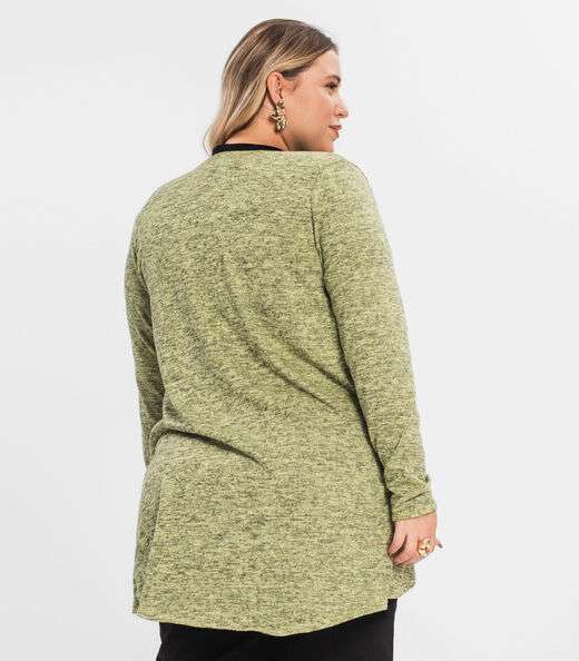 Cardigan Feminino Plus Alongado Infinita Cor Amarelo