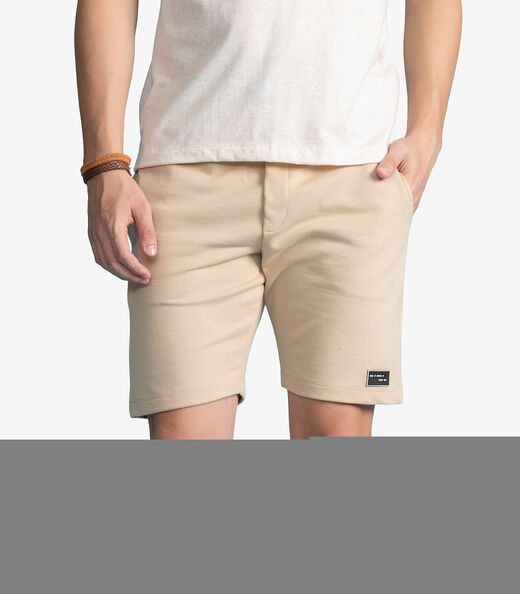Bermuda Masculina Moletom Sarjado Com Bolso Minty Bege