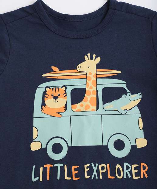 Camiseta Infantil Animais Manga Curta Mr Tam 1 a 3