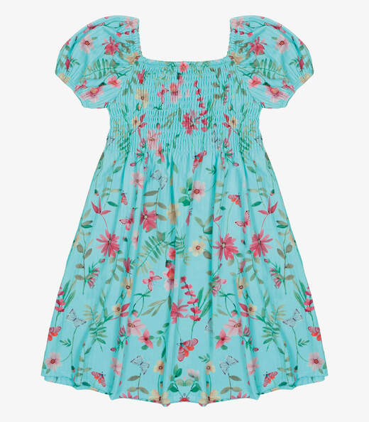Vestido Infantil Em Ribana Canelada Trick Nick Azul