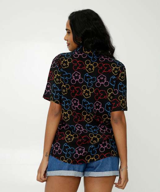 Camisa Feminina Estampa Mickey Manga Curta Disney