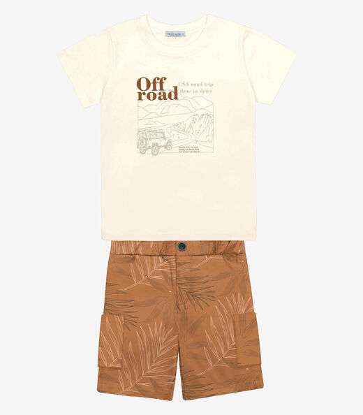 Image_Conjunto Infantil Camiseta Com Bermuda Trick Nick Bege