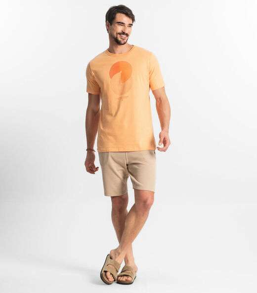 Camiseta Masculina Meia Malha Diametro Laranja