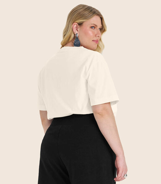 Camiseta Manga Curta Plus Size Secret Glam Bege