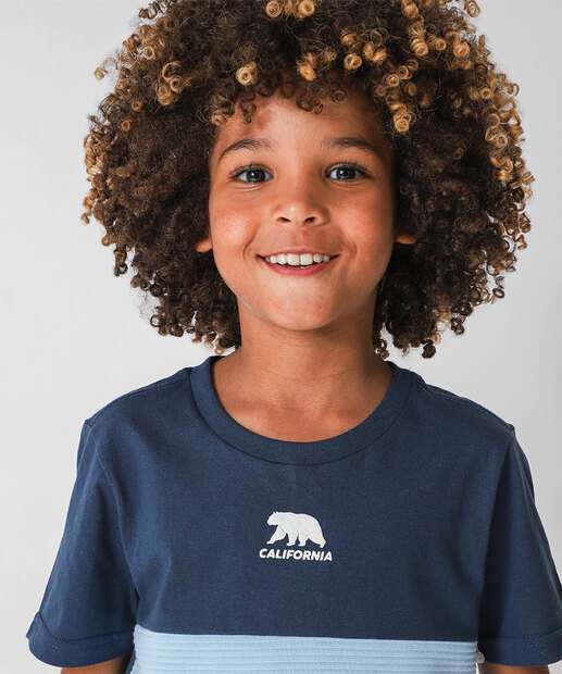 Camiseta Infantil Recorte Frontal Marisa 4 a 10 Azul