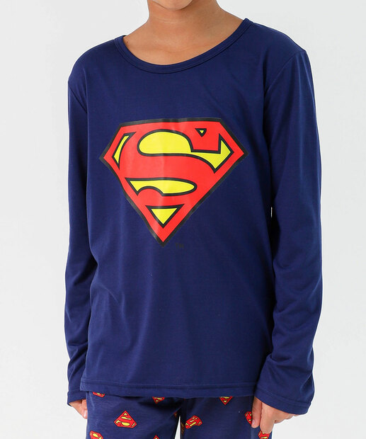 Pijama Juvenil Super Homem Warner Bros Tam 8 a 16 Azul