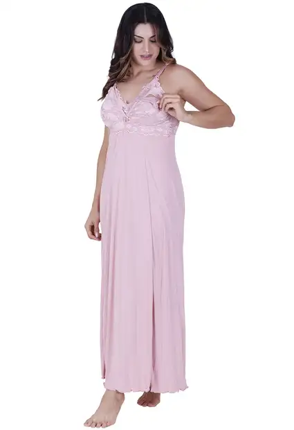 Camisola Amamentação Longa Concept Lingerie Rosa