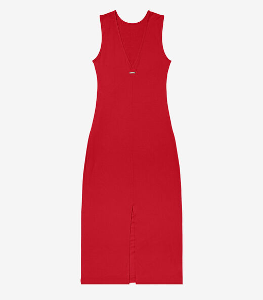 Vestido Midi em Molecotton de Viscose Rovitex Vermelho