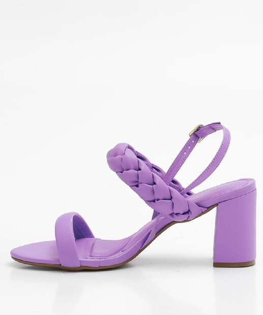 Sandália Salto Grosso Feminina Trançada Bebecê