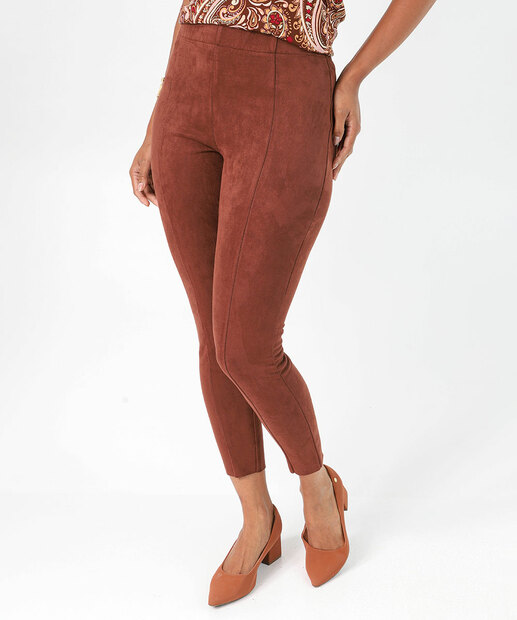 Calça Feminina Legging Suede Marisa Marrom