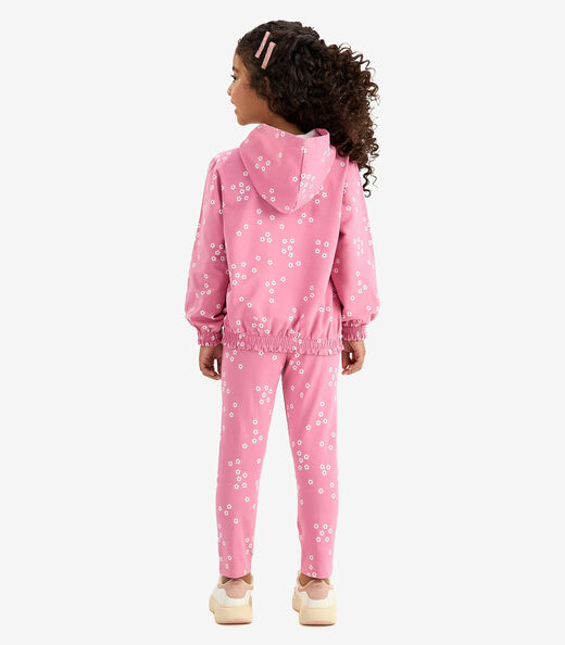 Conjunto Blusão com Capuz e Legging Rovi Kids Rosa
