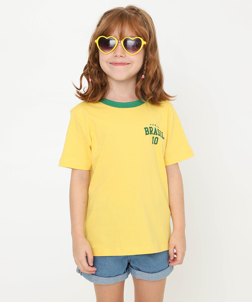 Camiseta Infantil Copa do Mundo Brasil Marisa Tam 4 a 16 Amarelo